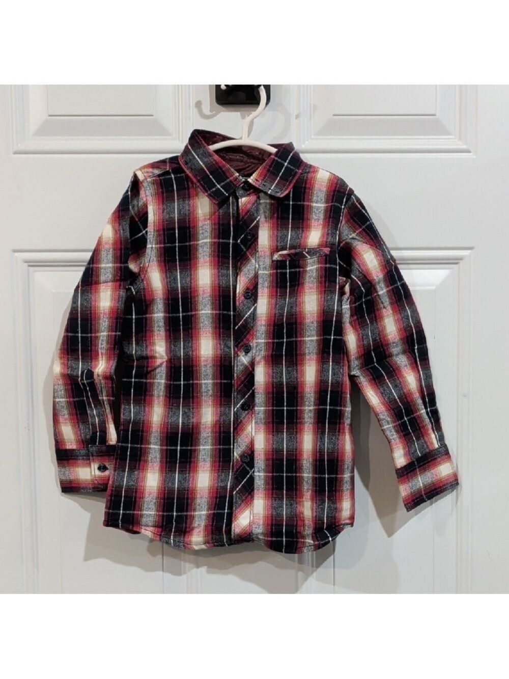 Boys DaVinci True Vintage Long Sleeve Button Down Red Plaid Sizes 4 & 7